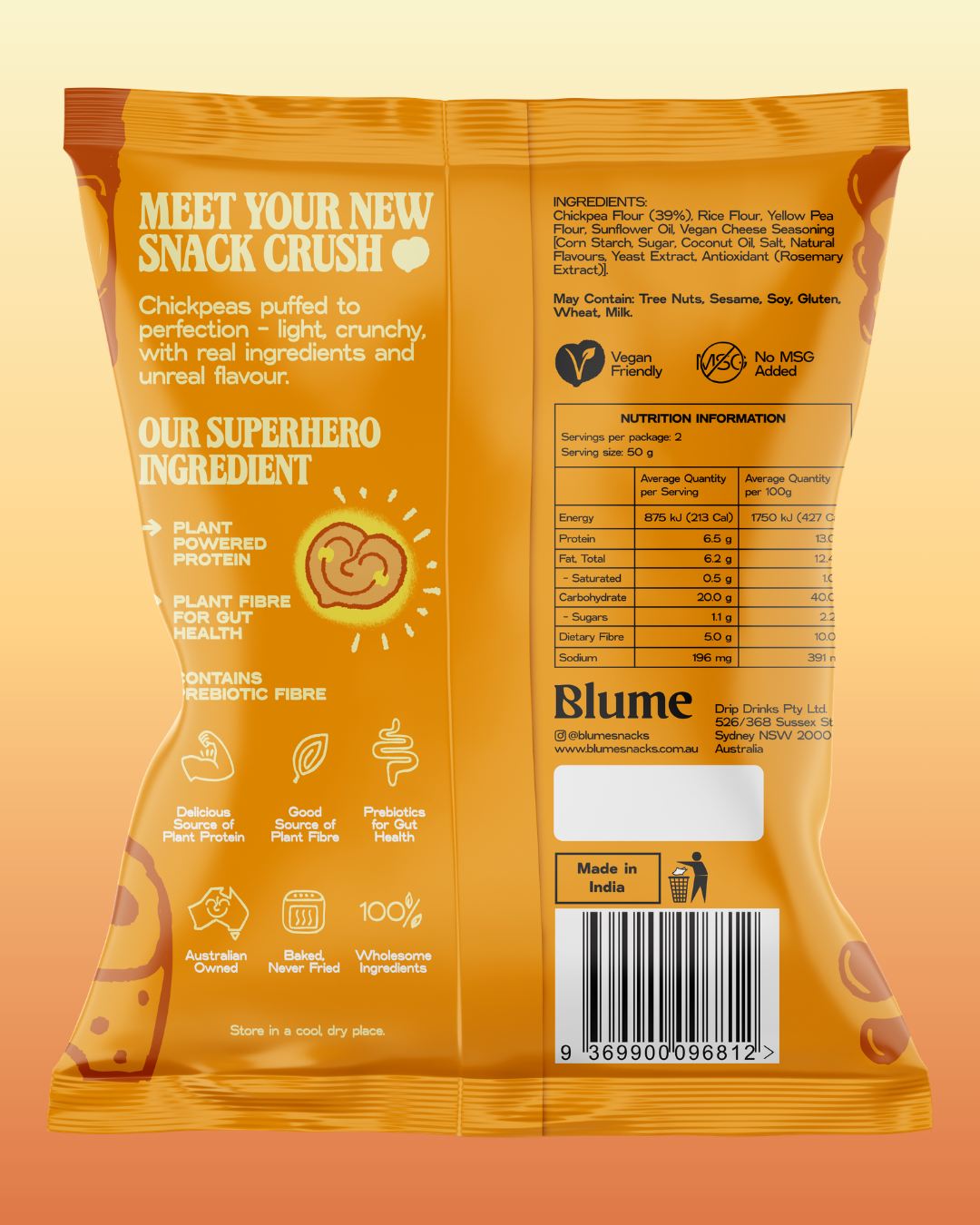 Blume Cheddar Cheese Chickpea Puffs 5-pack