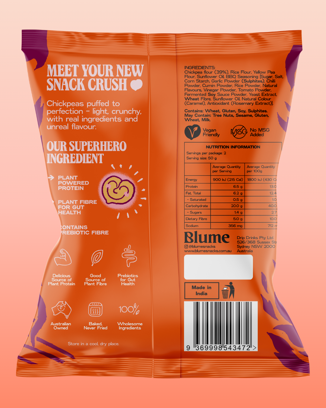 Blume Smokey BBQ Chickpea Puffs 5-pack