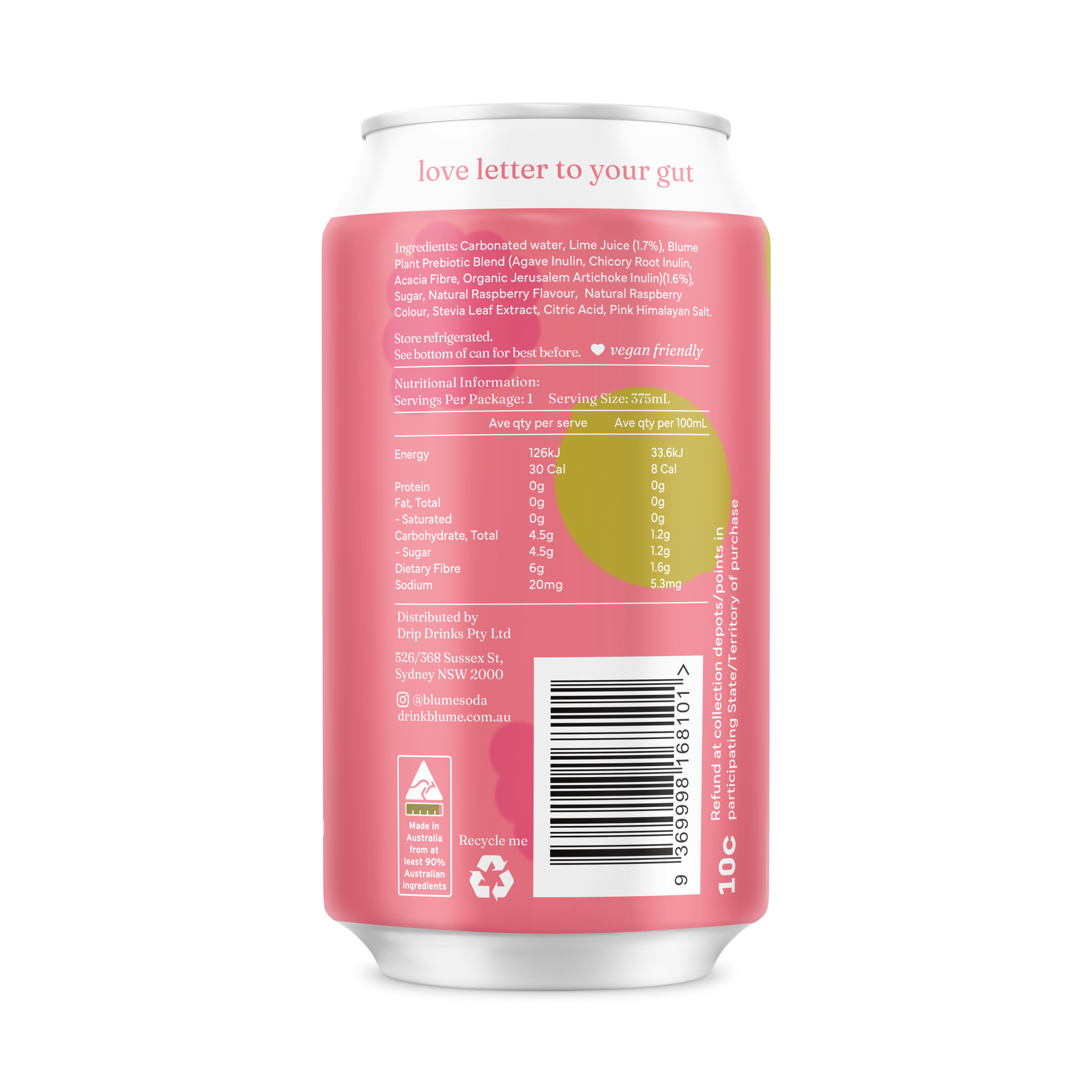 Raspberry Lime Prebiotic Soda 12-pack