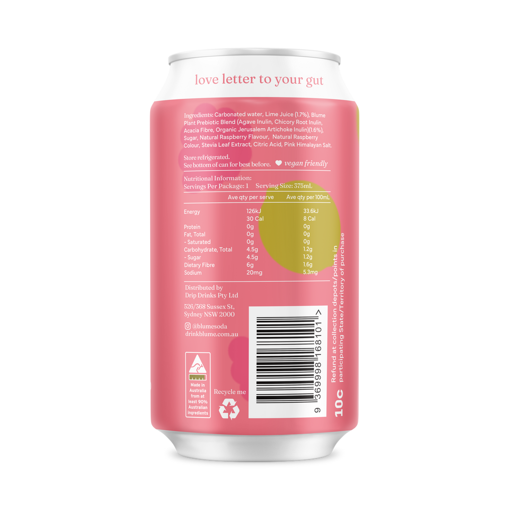Raspberry Lime Prebiotic Soda 12-pack