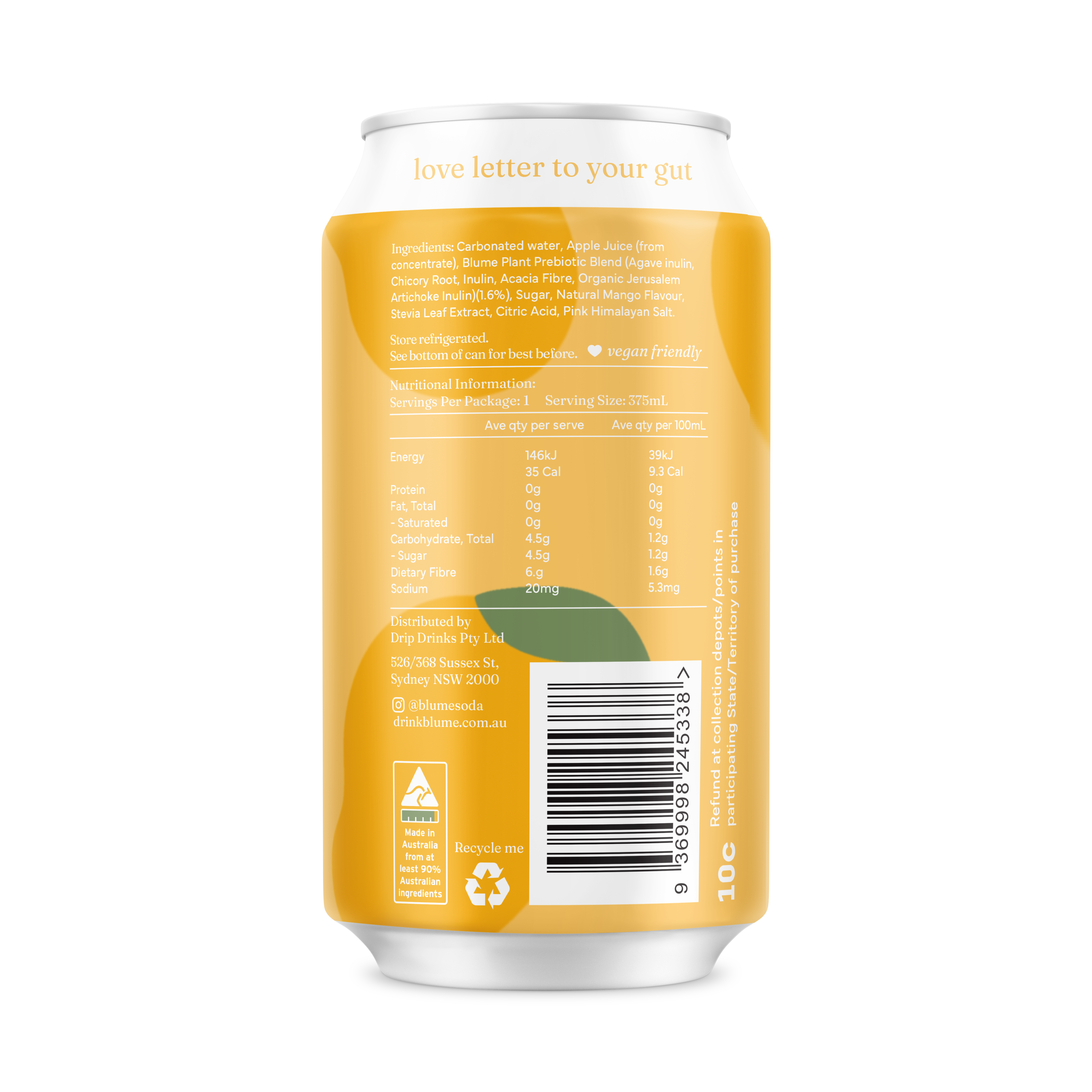 Mango Prebiotic Soda 12-pack